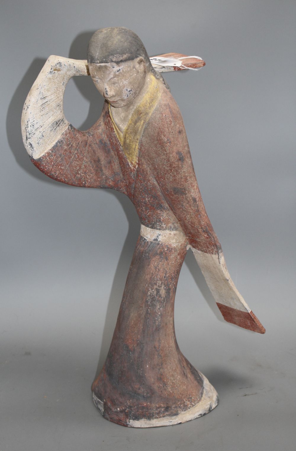 A large Chinese Han style pottery dancer, height 54cm